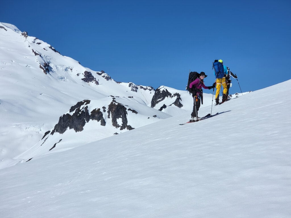 The ascent up Mt. Baker, earning the sweet turns on an American Alpine Institute ski and splitboard course