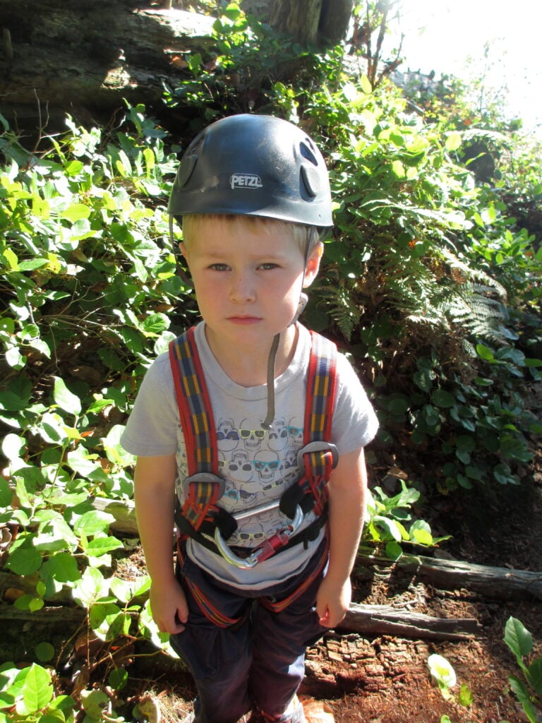 Rock Climbing with Kids 4 Caden in a Harness
